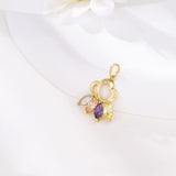 Set din Aliaj Placat cu Aur cu Cristal Violet Emporia® și Cristal Alb Emporia® ( Cercei+Pandantiv )