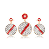 Set din Aliaj Placat cu Aur cu Cristal Roșu Emporia® și Cristal Alb Emporia® ( Cercei+Pandantiv )