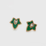 Set din Aliaj Placat cu Aur cu Cristal Verde Emporia® și Cristal Alb Emporia® ( Colier+Cercei )
