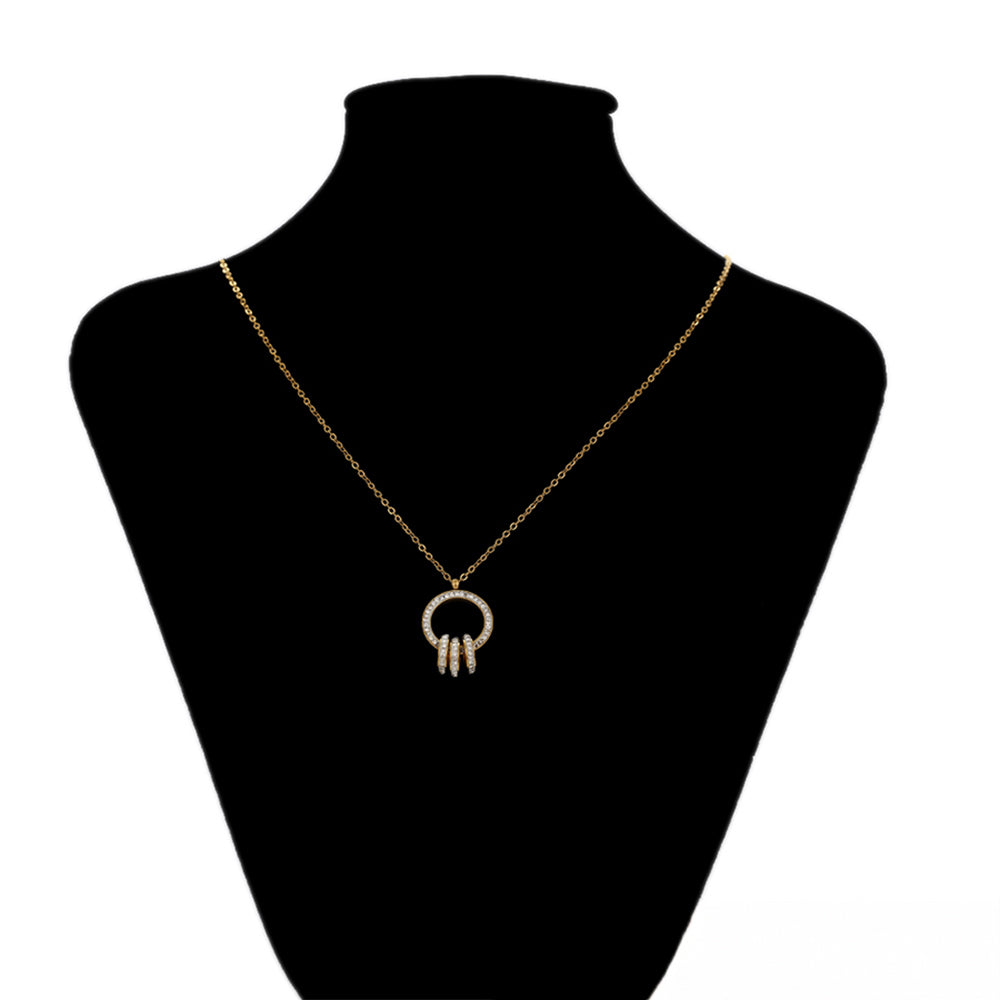Set din Aliaj Placat cu Aur cu Cristal Alb Emporia® ( Colier+Cercei+Pandantiv )