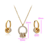 Set din Aliaj Placat cu Aur cu Cristal Alb Emporia® ( Colier+Cercei+Pandantiv )