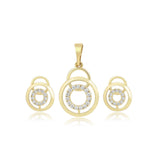 Set din Aliaj Placat cu Aur cu Cristal Alb Emporia® ( Cercei+Pandantiv )
