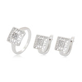 Set din Aliaj Placat cu Aur cu Cristal Alb Emporia® ( Cercei+Inel )