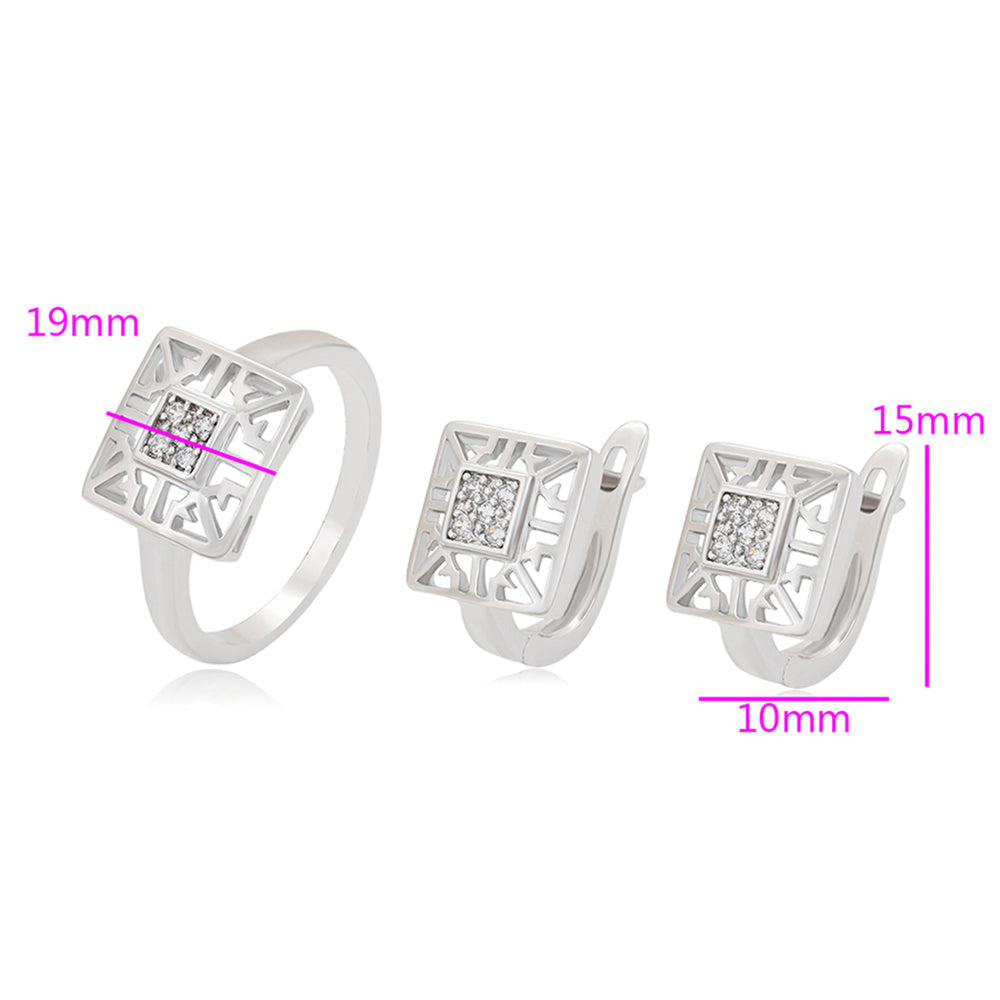 Set din Aliaj Placat cu Aur cu Cristal Alb Emporia® ( Cercei+Inel )