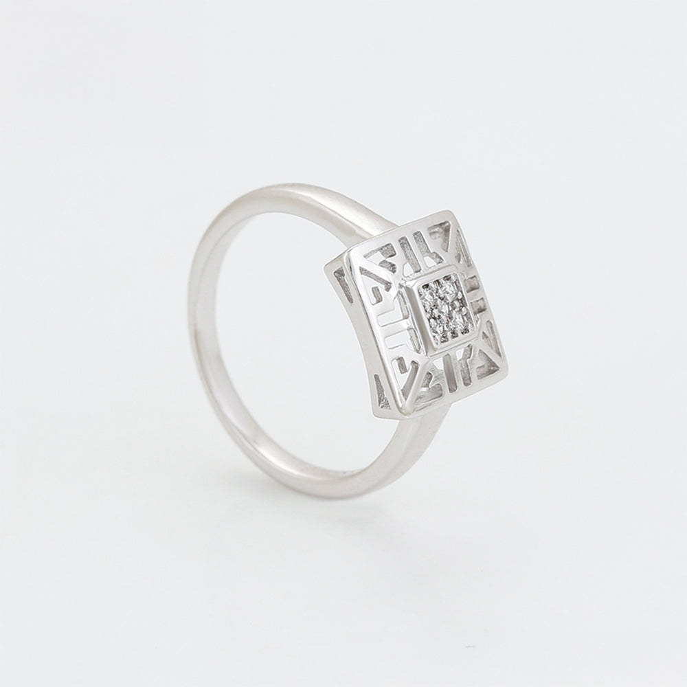 Set din Aliaj Placat cu Aur cu Cristal Alb Emporia® ( Cercei+Inel )