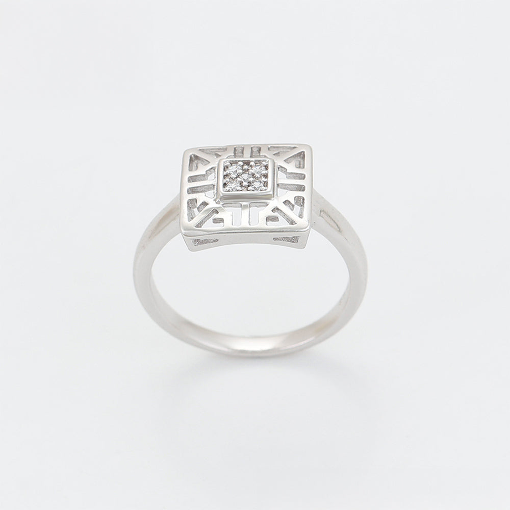 Set din Aliaj Placat cu Aur cu Cristal Alb Emporia® ( Cercei+Inel )