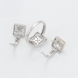 Set din Aliaj Placat cu Aur cu Cristal Alb Emporia® ( Cercei+Inel )