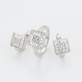 Set din Aliaj Placat cu Aur cu Cristal Alb Emporia® ( Cercei+Inel )