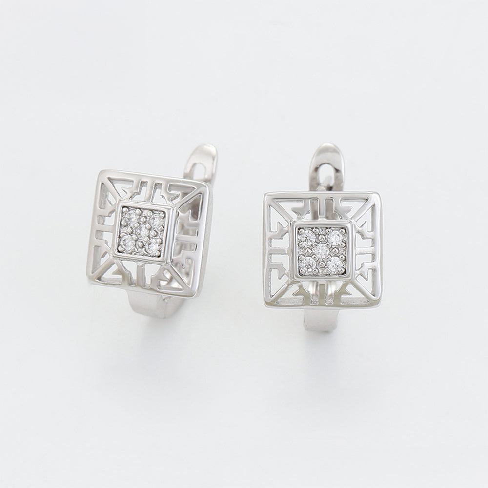 Set din Aliaj Placat cu Aur cu Cristal Alb Emporia® ( Cercei+Inel )