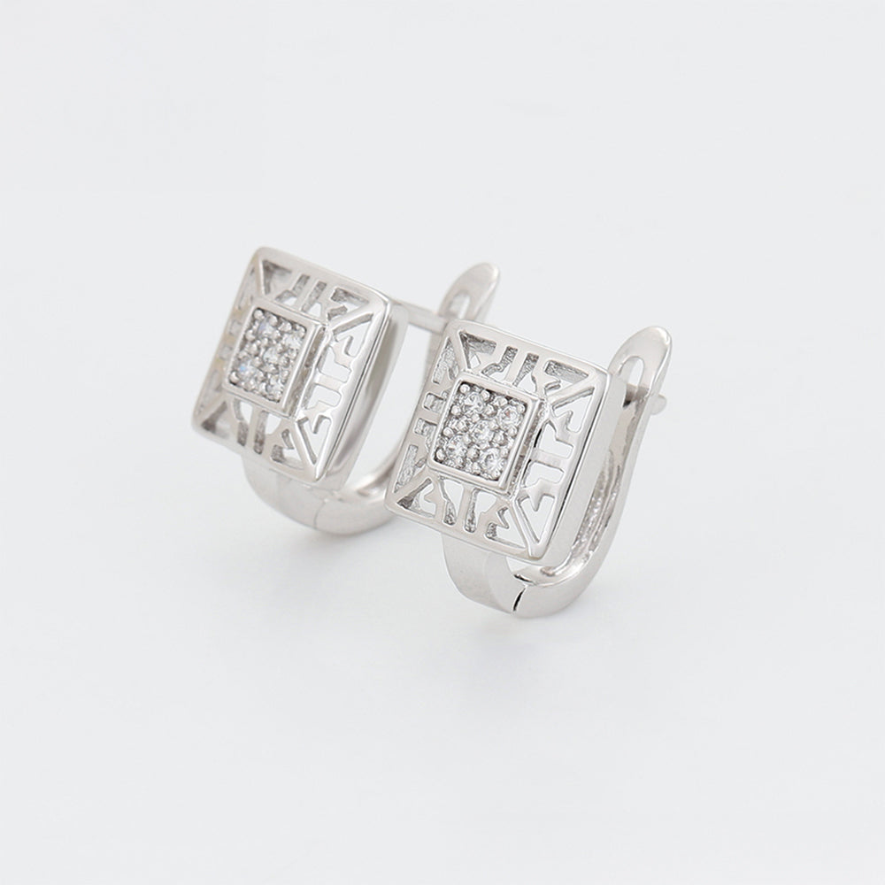 Set din Aliaj Placat cu Aur cu Cristal Alb Emporia® ( Cercei+Inel )