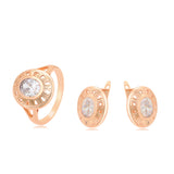 Set din Aliaj Placat cu Aur cu Cristal Alb Emporia® ( Cercei+Inel )