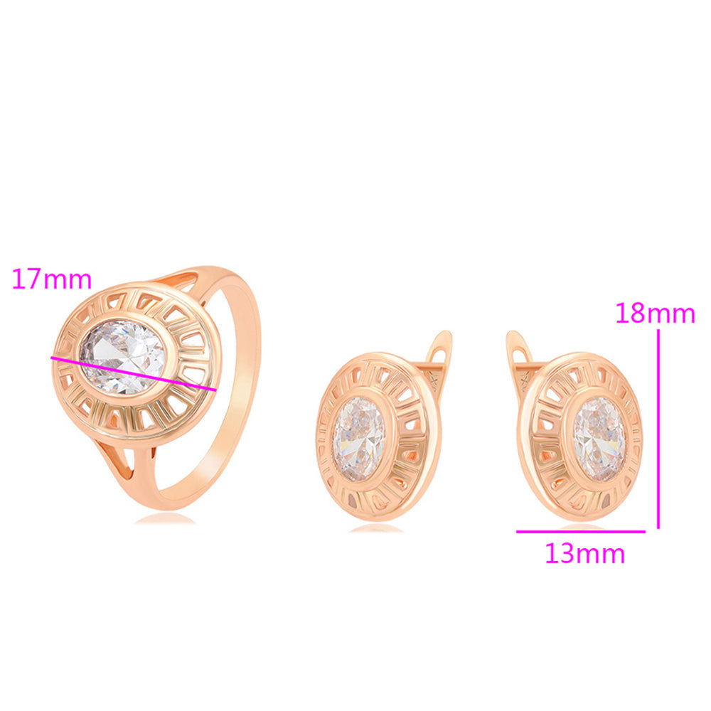 Set din Aliaj Placat cu Aur cu Cristal Alb Emporia® ( Cercei+Inel )
