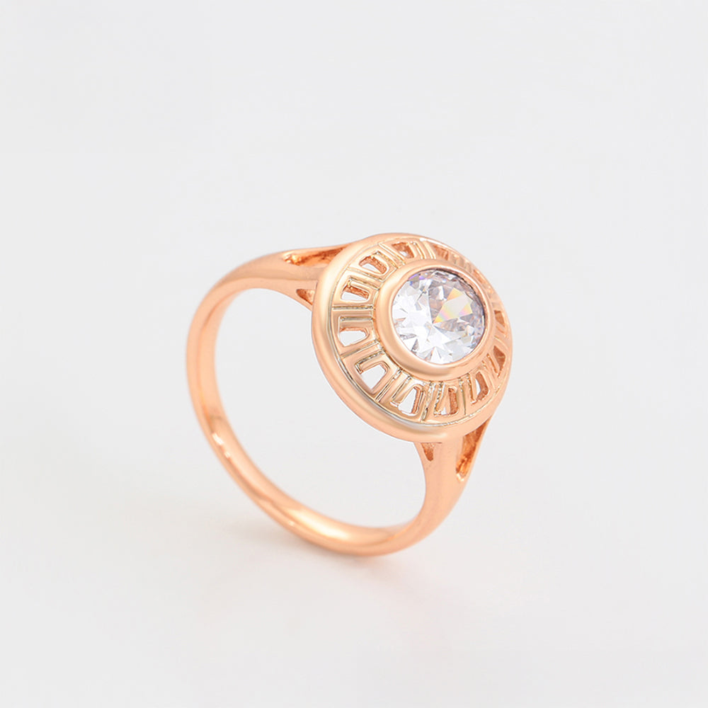 Set din Aliaj Placat cu Aur cu Cristal Alb Emporia® ( Cercei+Inel )
