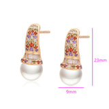 Cercei din Aliaj Placat cu Aur cu Cristal Roșu Emporia® și Perlă de cristal