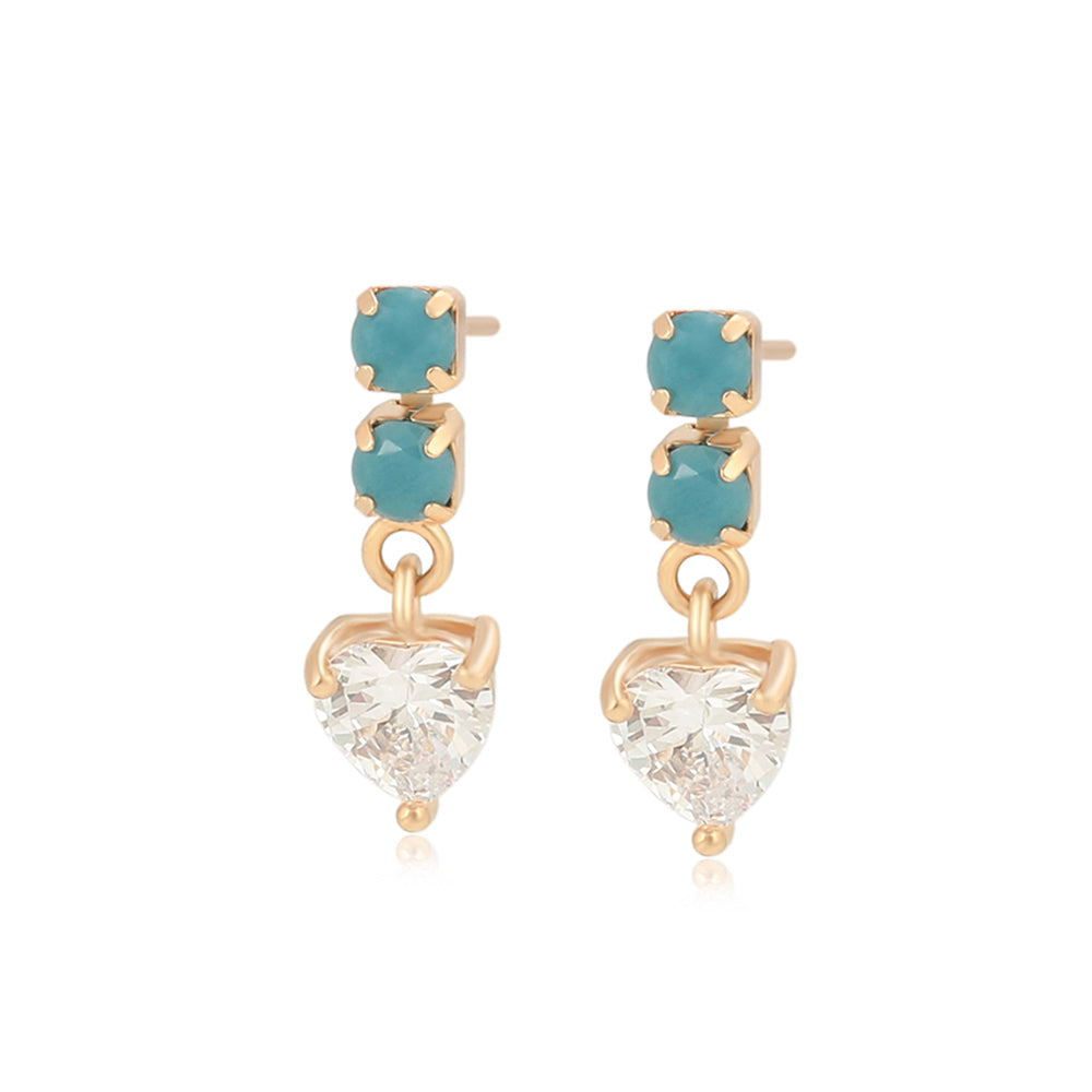 Cercei din Aliaj Placat cu Aur cu Cristal Verde Emporia® și Cristal Alb Emporia®