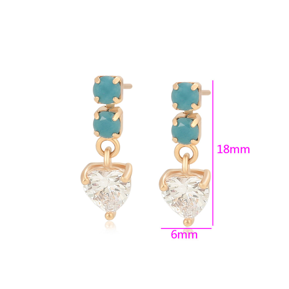 Cercei din Aliaj Placat cu Aur cu Cristal Verde Emporia® și Cristal Alb Emporia®