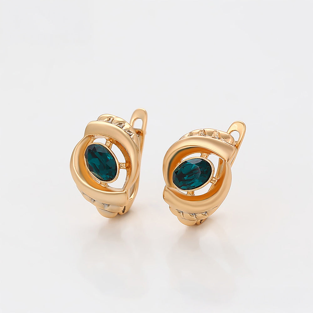 Cercei din Aliaj Placat cu Aur cu Cristal Verde Emporia®
