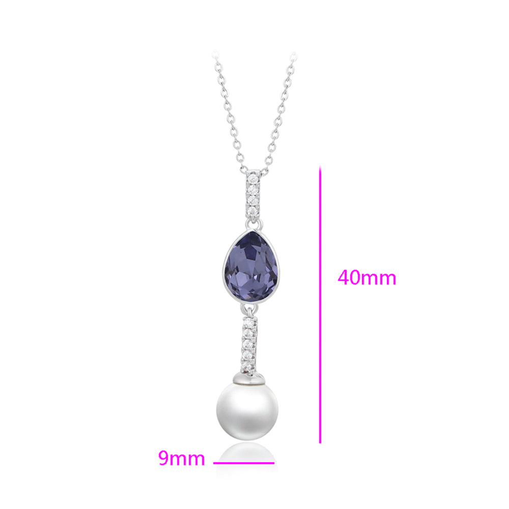 Colier din Aliaj Placat cu Aur cu Cristal Violet Emporia® și Perlă de cristal