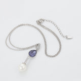 Colier din Aliaj Placat cu Aur cu Cristal Violet Emporia® și Perlă de cristal