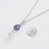 Colier din Aliaj Placat cu Aur cu Cristal Violet Emporia® și Perlă de cristal