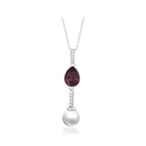 Colier din Aliaj Placat cu Aur cu Cristal Violet Emporia® și Perlă de cristal