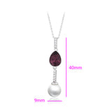 Colier din Aliaj Placat cu Aur cu Cristal Violet Emporia® și Perlă de cristal