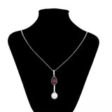 Colier din Aliaj Placat cu Aur cu Cristal Violet Emporia® și Perlă de cristal