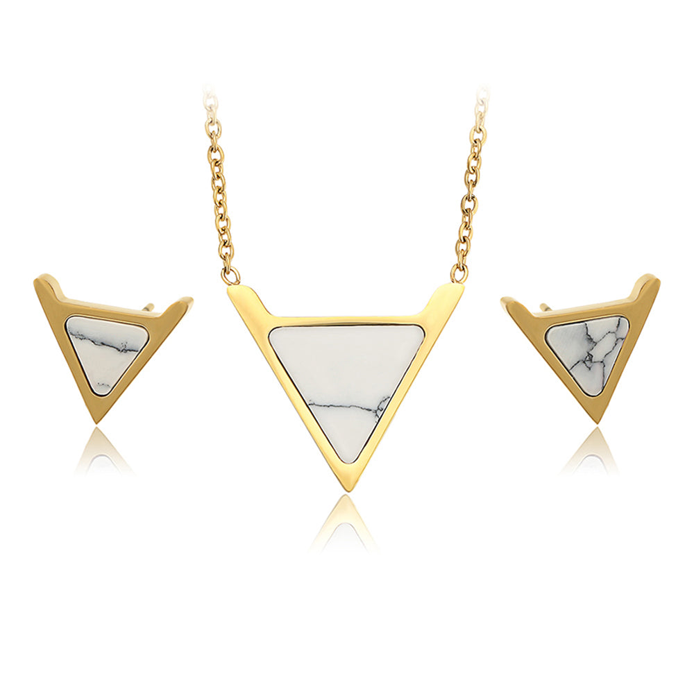 Set din Aliaj Placat cu Aur cu Cristal Alb Emporia® ( Colier+Cercei )