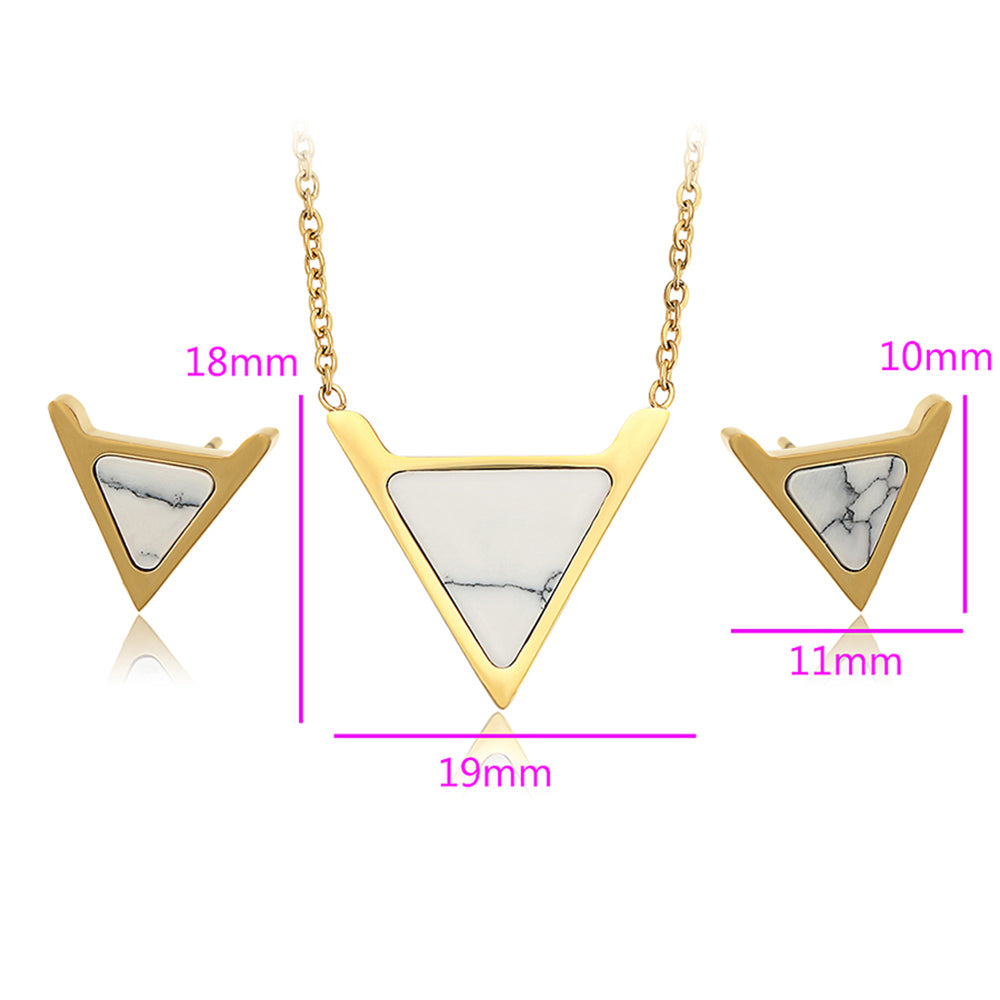 Set din Aliaj Placat cu Aur cu Cristal Alb Emporia® ( Colier+Cercei )