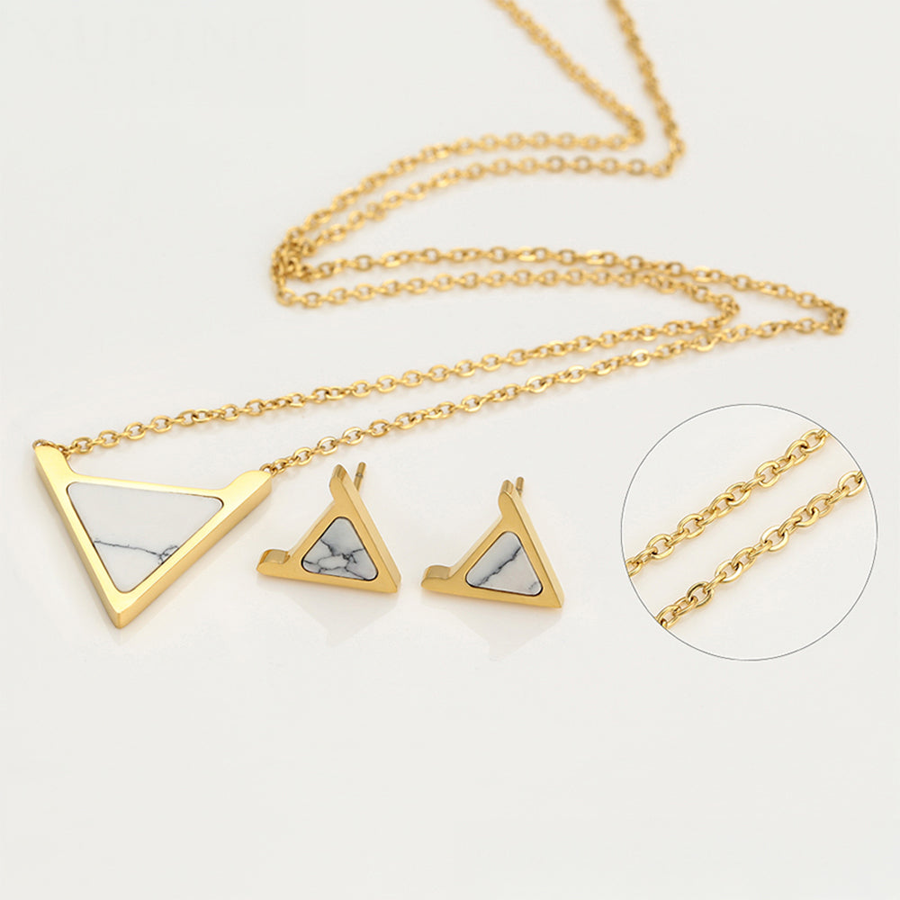 Set din Aliaj Placat cu Aur cu Cristal Alb Emporia® ( Colier+Cercei )