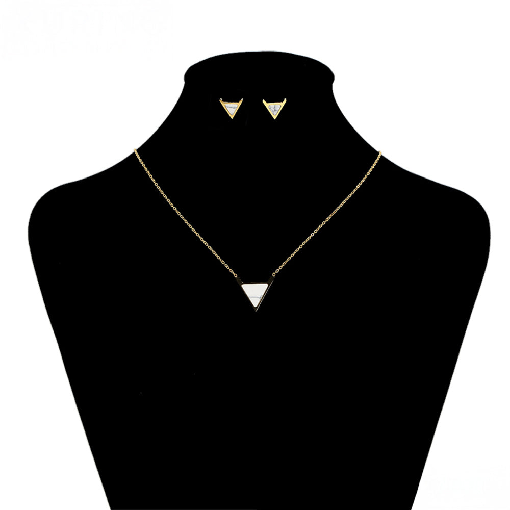 Set din Aliaj Placat cu Aur cu Cristal Alb Emporia® ( Colier+Cercei )