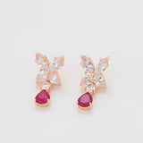 Set din Aliaj Placat cu Aur cu Cristal Roz Emporia® și Cristal Alb Emporia® ( Cercei+Pandantiv )