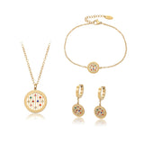 Set din Aliaj Placat cu Aur cu Cristal Roșu Emporia® și Cristal Albastru Emporia® ( Colier+Cercei+Brățară+Pandantiv )