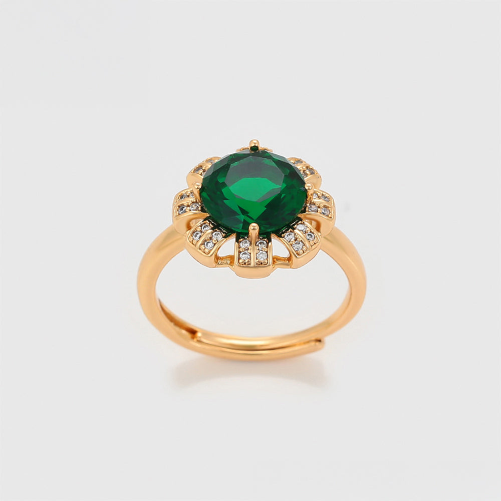 Set din Aliaj Placat cu Aur cu Cristal Verde Emporia® și Perlă de cristal ( Cercei+Inel+Pandantiv )