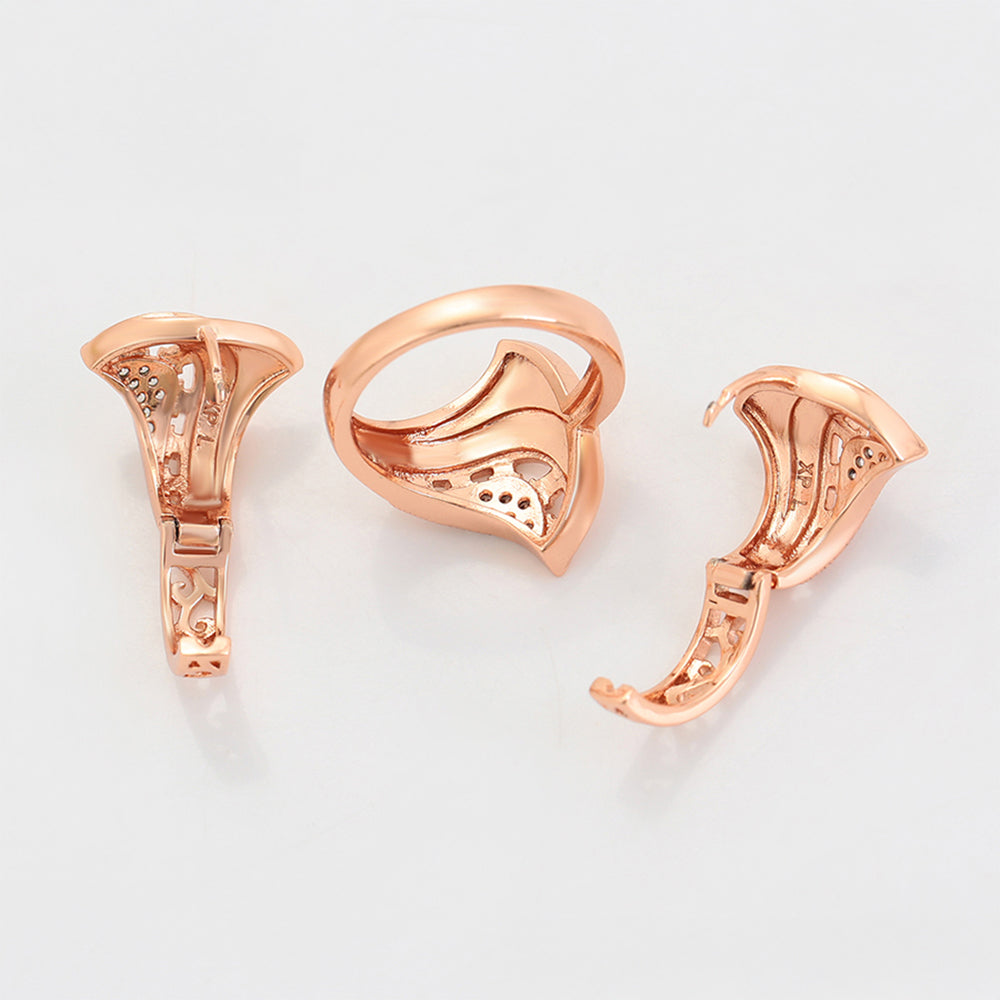 Set din Aliaj Placat cu Aur cu Cristal Alb Emporia® ( Cercei+Inel )