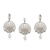 Set din Aliaj Placat cu Aur cu Cristal Alb Emporia® ( Cercei+Pandantiv )