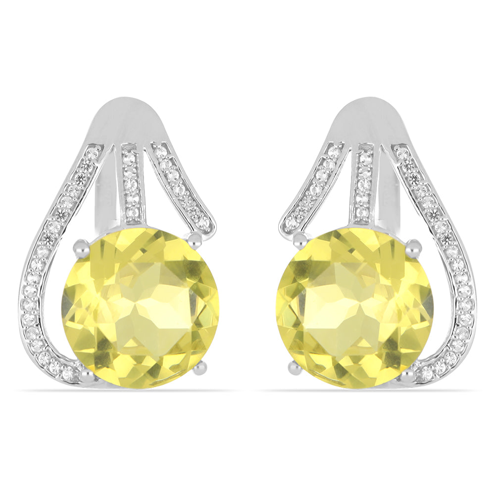 Cercei din Argint 925 ( 6.55 grame ) cu Diaspor Sintetic și Topaz Alb 19.96 Carate