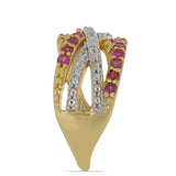 Inel din Argint 925 Placat cu Aur ( 6.89 grame ) cu Rubin Malagasy și Zircon Alb Natural 1.34 Carate