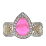 Inel din Argint 925 Placat cu Aur ( 3.68 grame ) cu Opal Lega Dembi Roz și Topaz Alb 1.71 Carate