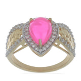 Inel din Argint 925 Placat cu Aur ( 3.68 grame ) cu Opal Lega Dembi Roz și Topaz Alb 1.71 Carate