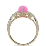 Inel din Argint 925 Placat cu Aur ( 3.68 grame ) cu Opal Lega Dembi Roz și Topaz Alb 1.71 Carate