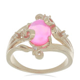 Inel din Argint 925 Placat cu Aur ( 5.04 grame ) cu Opal Lega Dembi Roz și Topaz Alb 1.39 Carate