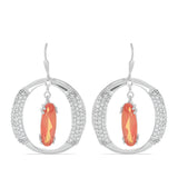 Cercei din Argint 925 ( 12.83 grame ) cu Cuarț Padparadscha și Topaz Alb 8.36 Carate