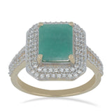 Inel din Argint 925 Placat cu Aur ( 3.92 grame ) cu Smarald Brazilian și Topaz Alb 3.98 Carate