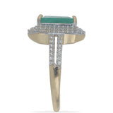 Inel din Argint 925 Placat cu Aur ( 3.92 grame ) cu Smarald Brazilian și Topaz Alb 3.98 Carate