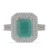 Inel din Argint 925 Placat cu Aur ( 3.92 grame ) cu Smarald Brazilian și Topaz Alb 3.98 Carate