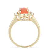 Inel din Argint 925 Placat cu Aur ( 3.26 grame ) cu Opal Etiopian Lega Dembi Portocaliu și Zircon Alb 2.13 Carate