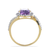 Inel din Argint 925 Placat cu Aur ( 2.9 grame ) cu Ametist Vera Cruz și Topaz Alb 4.52 Carate