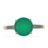 Inel din Argint 925 Placat cu Aur ( 1.92 grame ) cu Agat Verde și Topaz Alb 3.11 Carate
