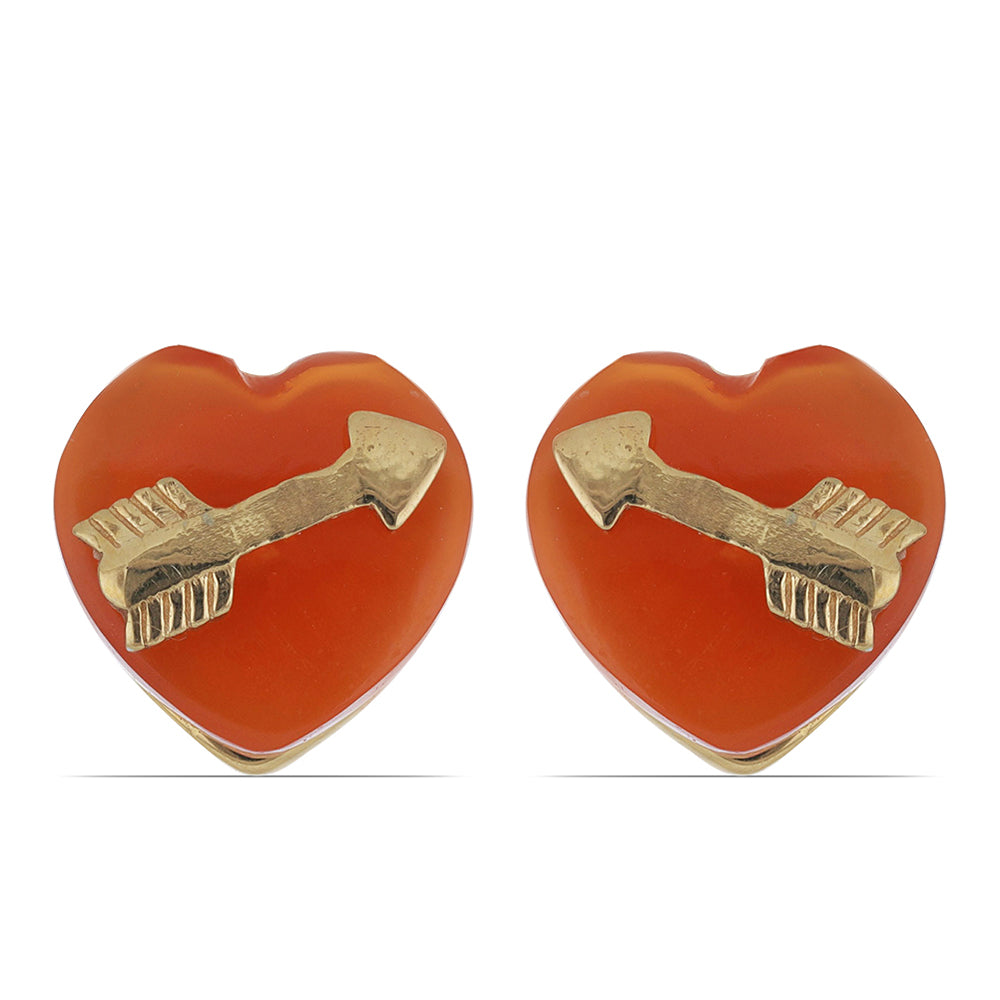 Cercei din Argint 925 Placat cu Aur ( 2.19 grame ) cu Carneol Tagebau 3.68 Carate